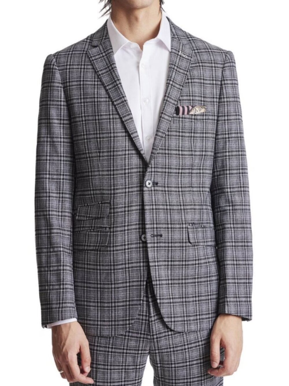 Paisley & Gray Dover Notch Slim Fit Jacket Men's Gray Plaid Abstract Interior 44